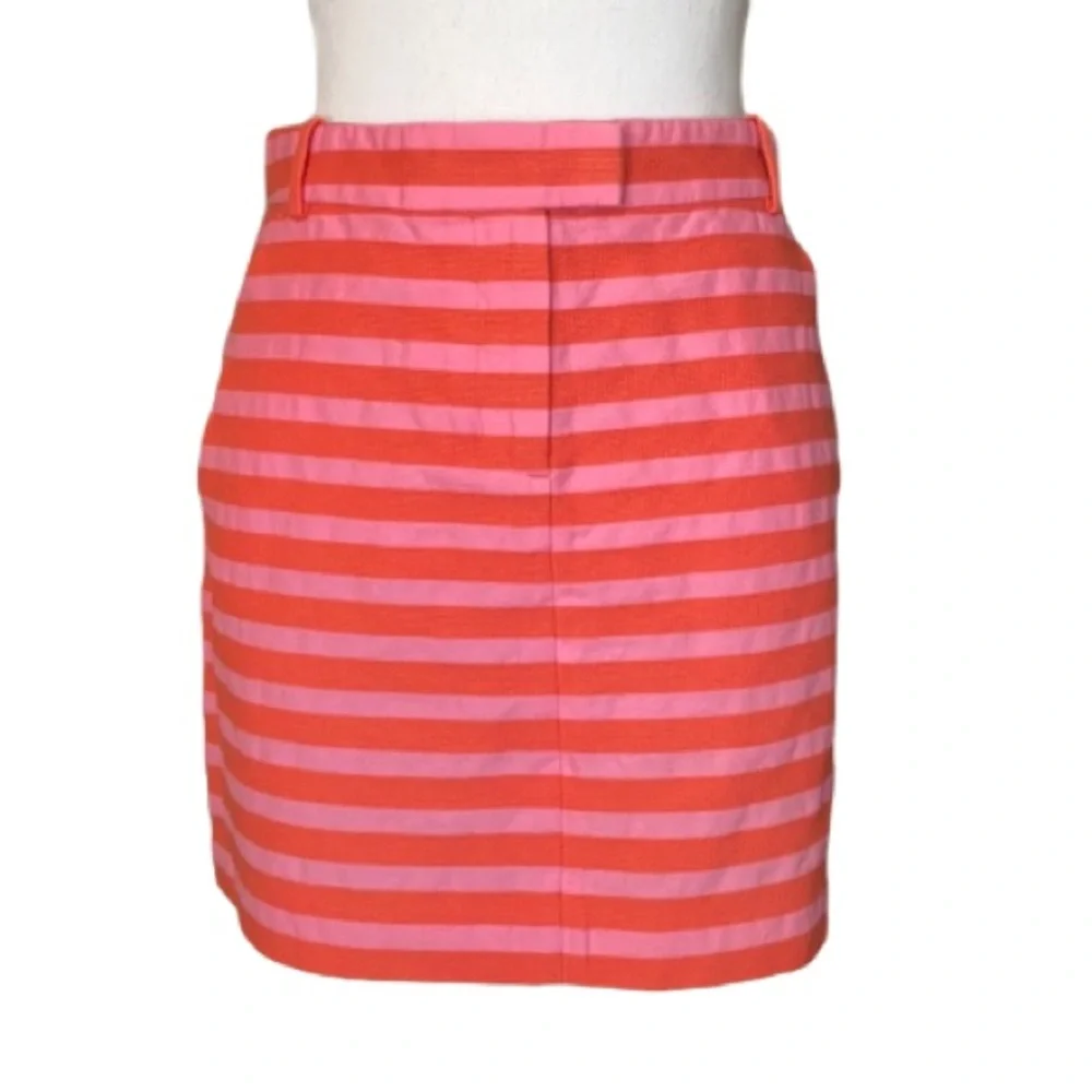 J. Crew pink and orange textured stripe mini skirt size 6